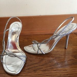 René Caovilla Crystal Sling Back Heels